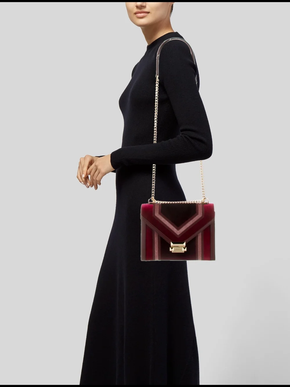 Michael Kors Navy and Black Velvet Chain Shoulder Bag